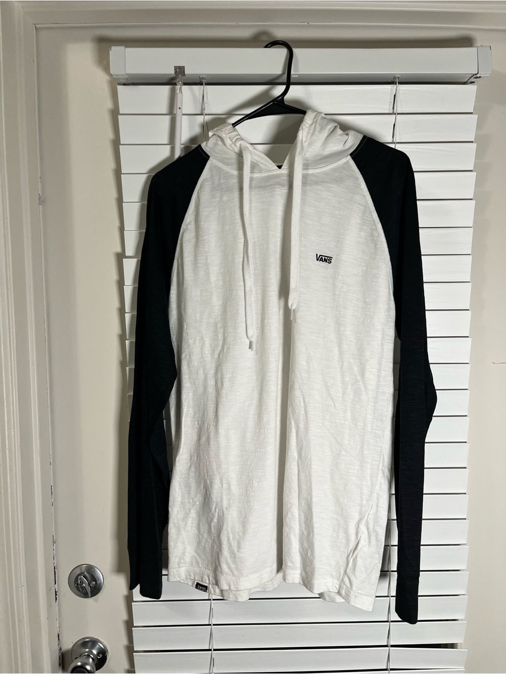 Vans Men’s White Hoodie with Black Raglan Sleeves